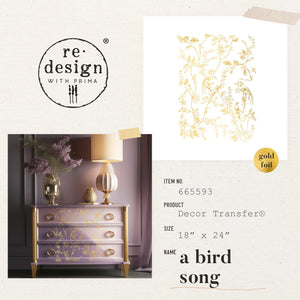 Redesign Decor Transfer - Kacha - Gold Foil - A Bird Song