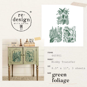 Redesign Decor Middy Transfer - Green Foliage
