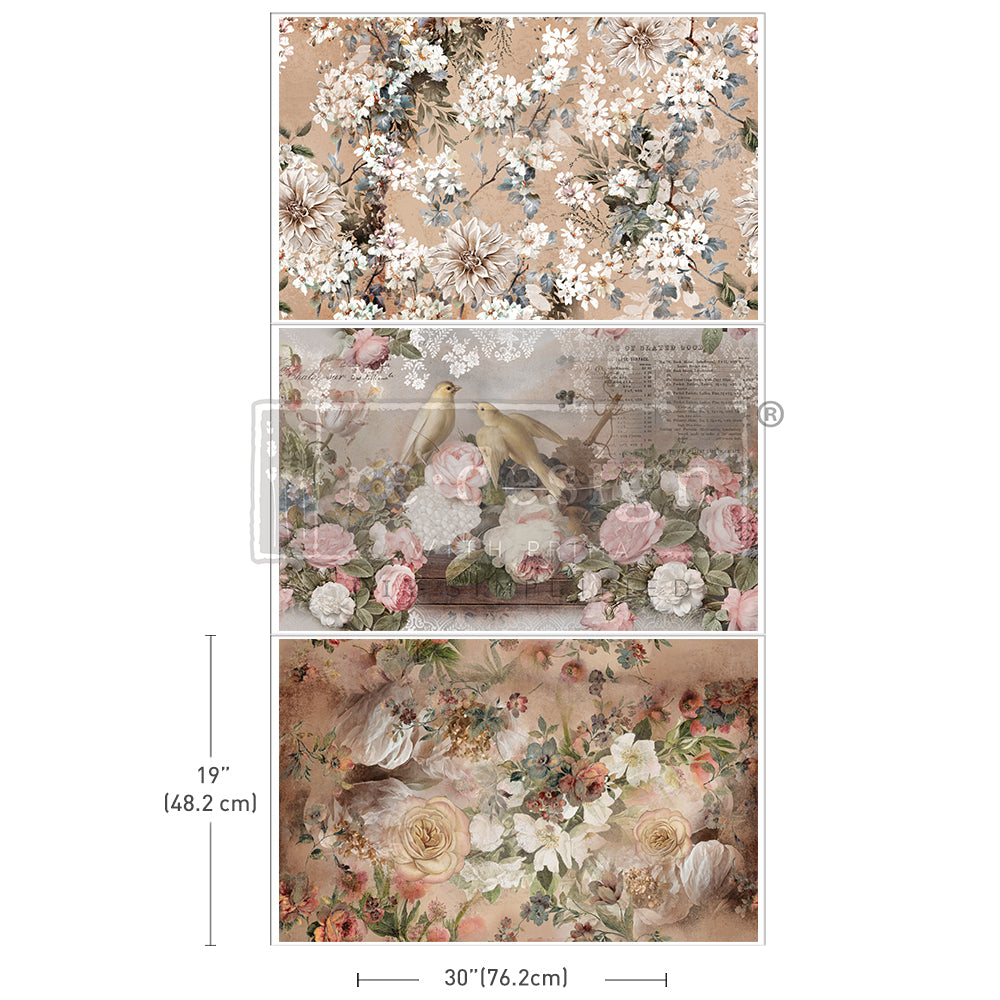 Redesign Decoupage Decor Tissue Paper Triple Pack - Romance In Bloom