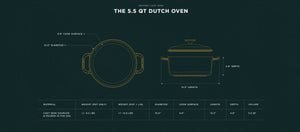 5.5 Qt Dutch Oven - Cast Iron - Smithey Ironware