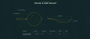 No. 8 Chef Skillet - Cast Iron - Smithey Ironware