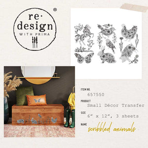 Redesign Decor Small Transfer - Scribbled Animals