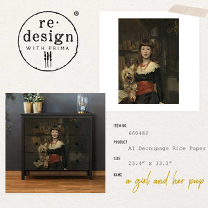 Redesign Decoupage Decor Tissue Paper A1 - A Girl And Her Pup