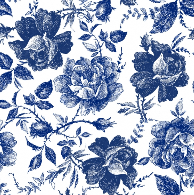 Blue Sketched Flowers Premium Rice Decoupage Paper - Belles And Whistles