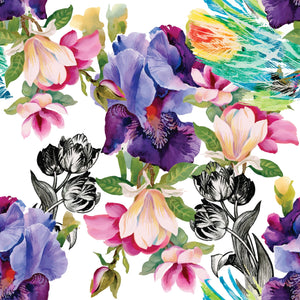 Colorful Floral with Black and White Premium Rice Decoupage Paper - Belles And Whistles