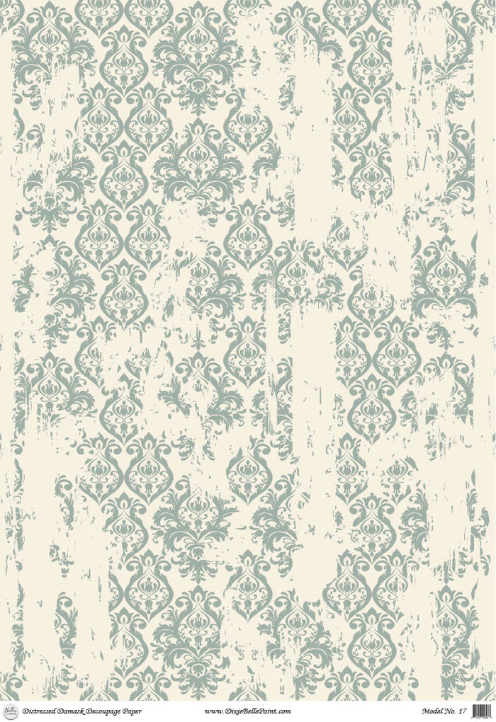 Distressed Damask Premium Rice Decoupage Paper A1 - Belles And Whistles