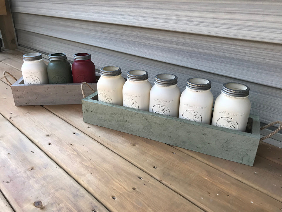 Wooden Box with Mason Jars Centre Piece – Nov 15, 2018